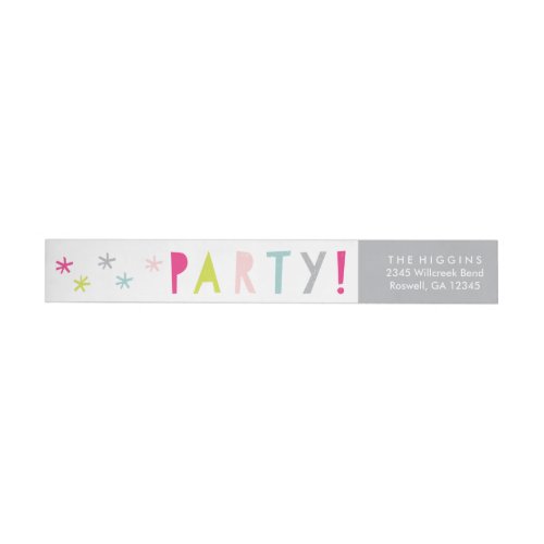 Colorful Type Kids Birthday Party Return Address Wrap Around Label