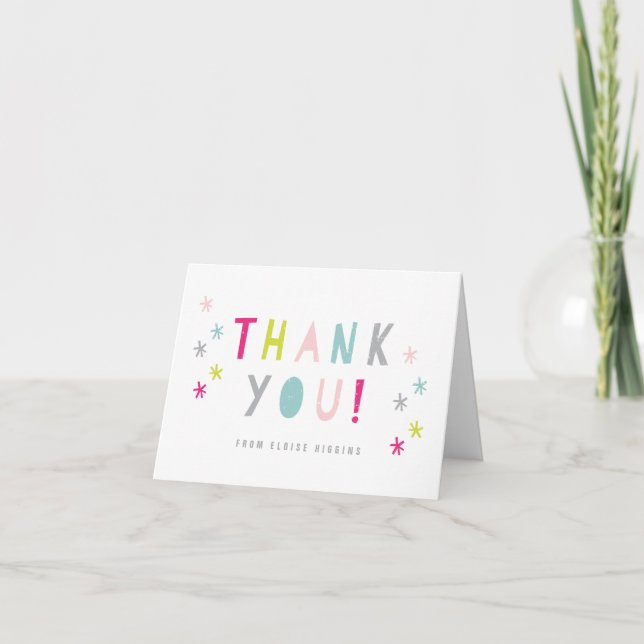 Colorful Type Kids Thank You Card (Front)
