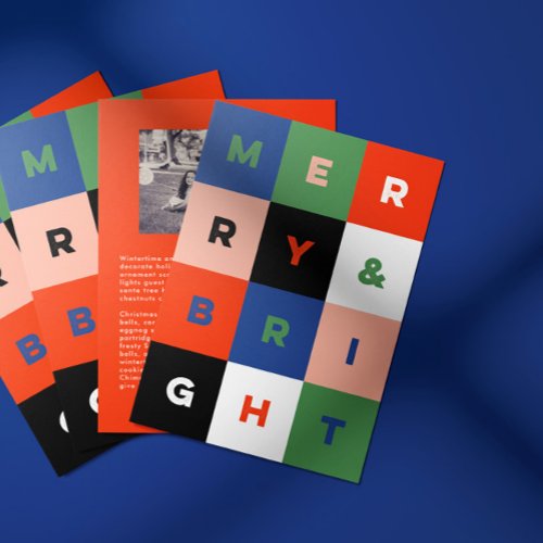 Colorful Type Merry and Bright Holiday Card