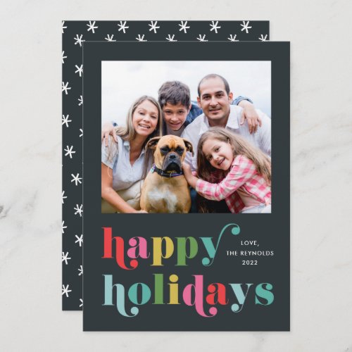 Colorful Type Modern Photo Happy Holiday Card