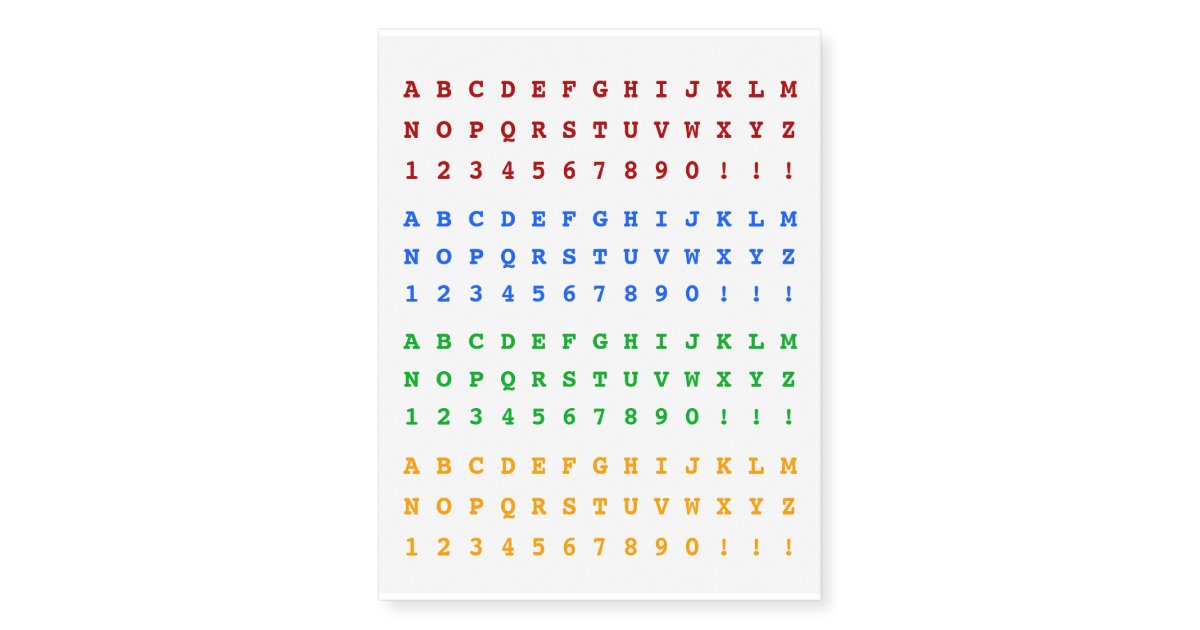 Colorful Typewriter Style Alphabet Characters Temporary Tattoos Zazzle Com Colorful Typewriter Style Alphabet Characters Temporary Tattoos Zazzle Com