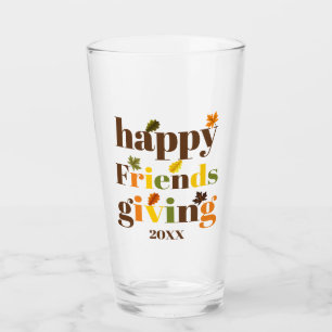 Colorful typograhy and leaves Friendsgiving fall Glass