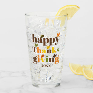 Colorful typograhy and leaves Thanksgiving fall Glass