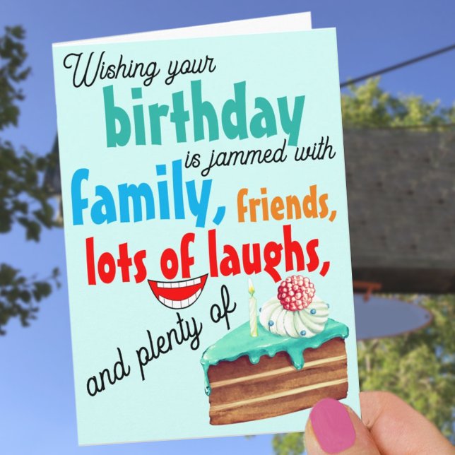 Colorful Typography Birthday Cake Best Wishes  Card (Creator Uploaded)