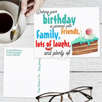 Colorful Typography Birthday Cake Best Wishes
