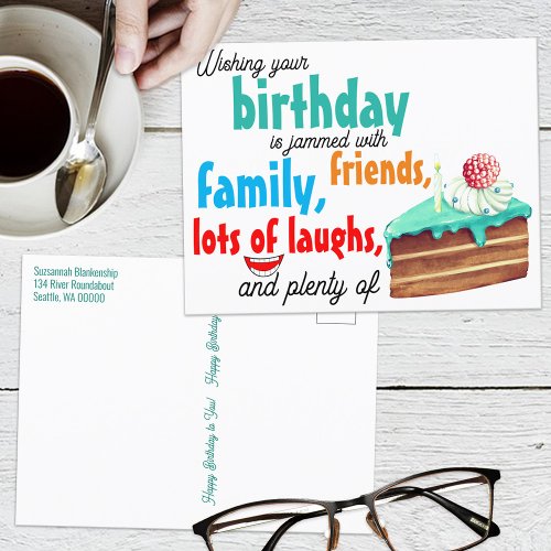 Colorful Typography Birthday Cake Best Wishes