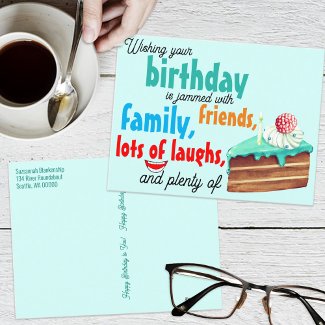 Colorful Typography Birthday Cake Best Wishes 