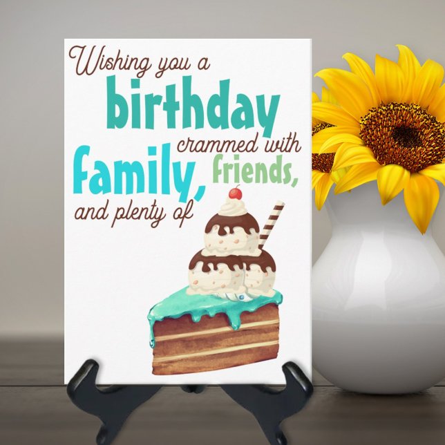 Colorful Typography Birthday Cake Ice Cream Card (Creator Uploaded)