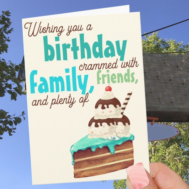 Colorful Typography Birthday Cake Ice Cream Card (Creator Uploaded)