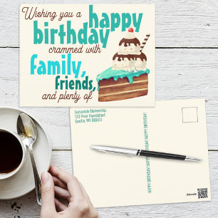 Colorful Typography Birthday Cake Ice Cream Postcard