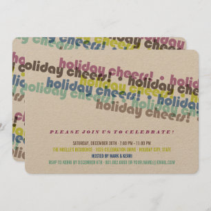 Colorful Typography Cheers Holiday Party Invite
