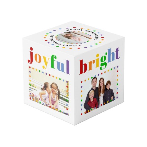 Colorful typography dots christmas holiday photo cube