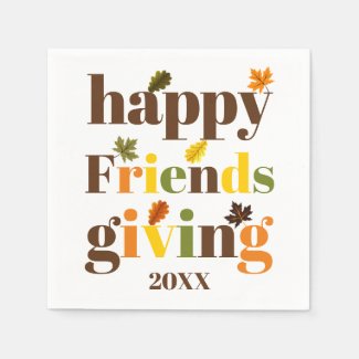 Colorful typography Happy Friendsgiving 2019 fall Napkin