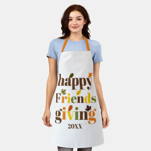 Colorful typography Happy Friendsgiving fall Apron