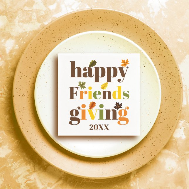 Colorful typography Happy Friendsgiving fall Napkins (Creator Uploaded)