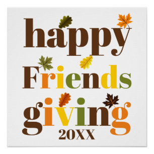 Colorful typography Happy Friendsgiving fall Poster