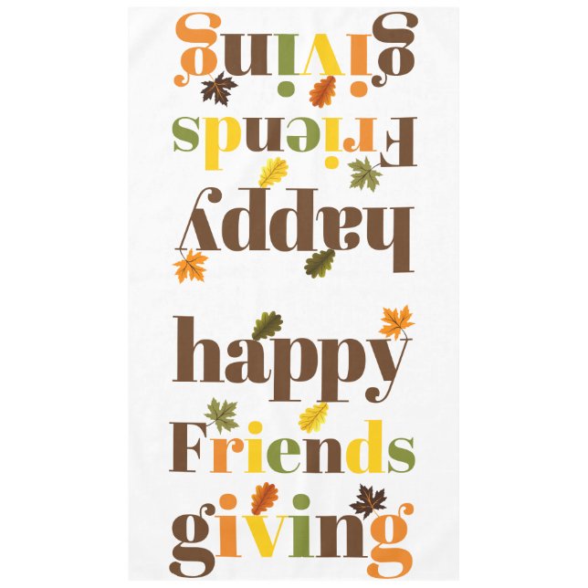 Colorful typography Happy Friendsgiving fall Tablecloth (Front)