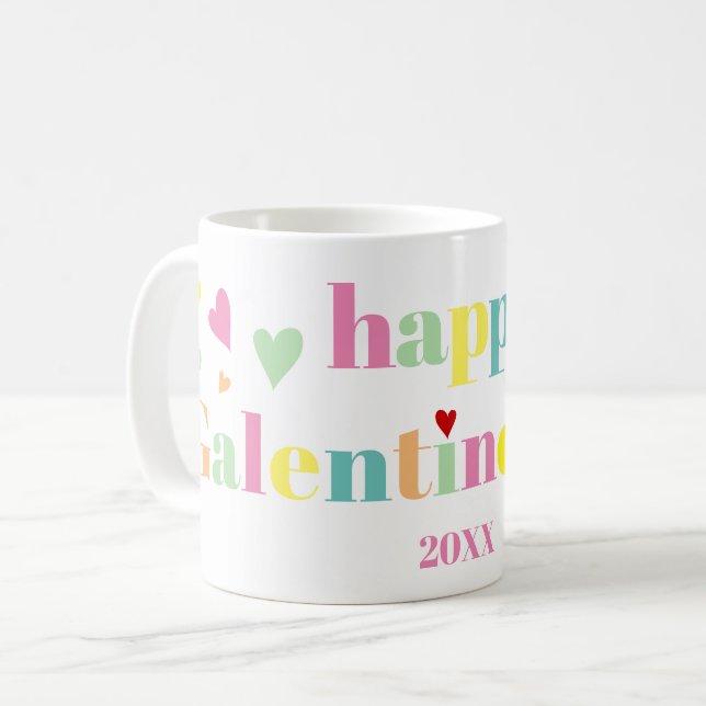 Colorful typography Happy Galentines Day Coffee Mug (Front Left)