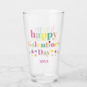 Colorful typography Happy Galentines Day Glass