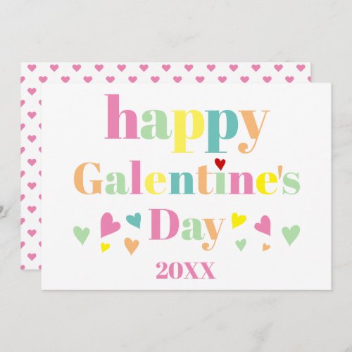 Colorful typography Happy Galentines Day Holiday Card