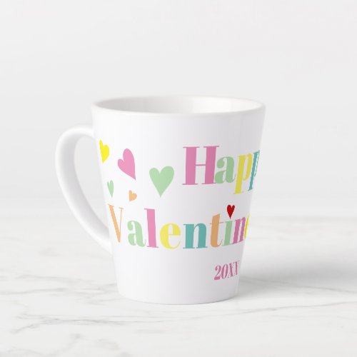 Colorful typography Happy Valentines Day Latte Mug