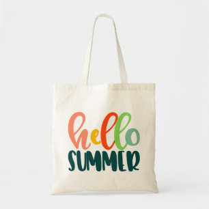 Colorful Typography Hello Summer Tote Bag