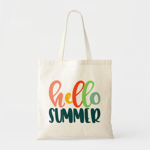 Colorful Typography Hello Summer Tote Bag