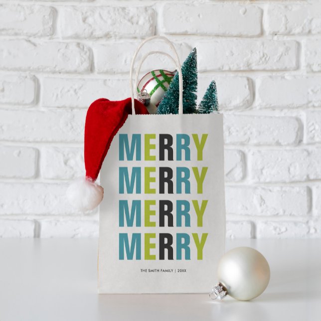 Colorful Typography "Merry" Christmas  Small Gift Bag (Creator Uploaded)
