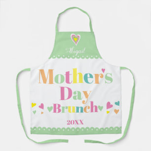 Colorful typography mint Mothers Day Brunch Apron