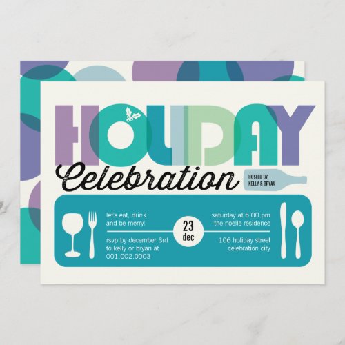 Colorful Typography Modern Holiday Party Invite