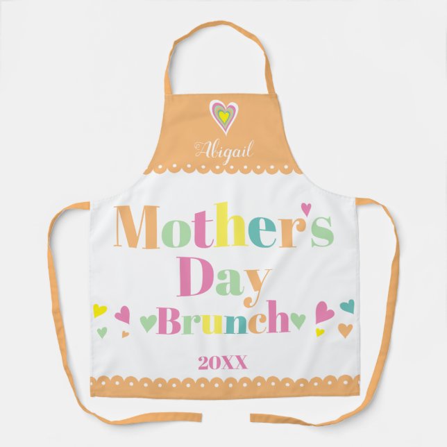 Colorful typography peach Mothers Day Brunch   Apron (Front)