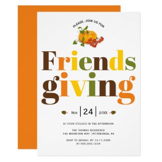 Colorful typography pumkin Friendsgiving Invitation
