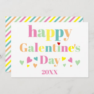 Colorful typography stripes Happy Galentines Day Holiday Card