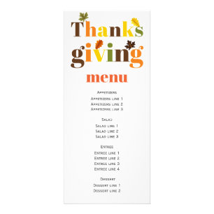 Colorful typography Thanksgiving menu card