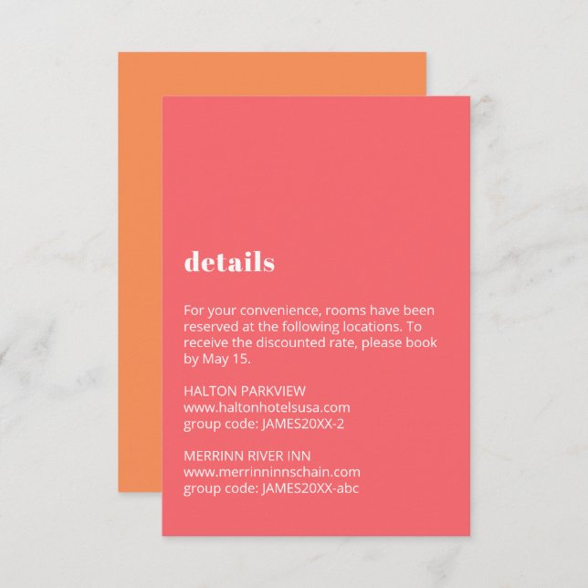 Colorful Typography Wedding Details Enclosure Card (Front/Back)