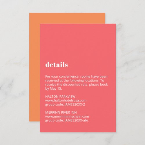 Colorful Typography Wedding Details Enclosure Card