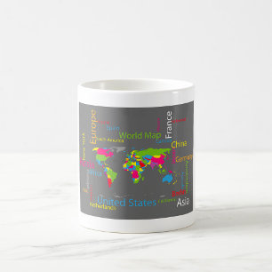 Colorful Typography World Map Modern Word Travel Coffee Mug