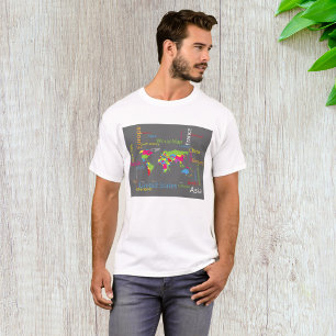 Colorful Typography World Map Modern Word Travel  T-Shirt