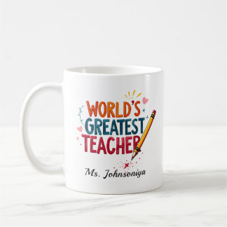Colorful Typography Worlds Greatest Teacher Coffee Mug