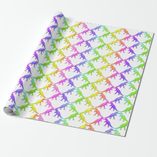Colorful Tyrannosaurus Rex Dinosaur Wrapping Paper