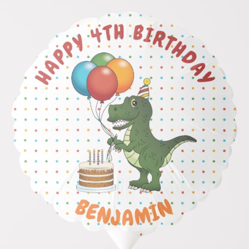 Colorful Tyrannosaurus Rex T_rex Dinosaur Birthday Balloon