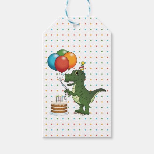 Colorful Tyrannosaurus Rex T_rex Dinosaur Birthday Gift Tags