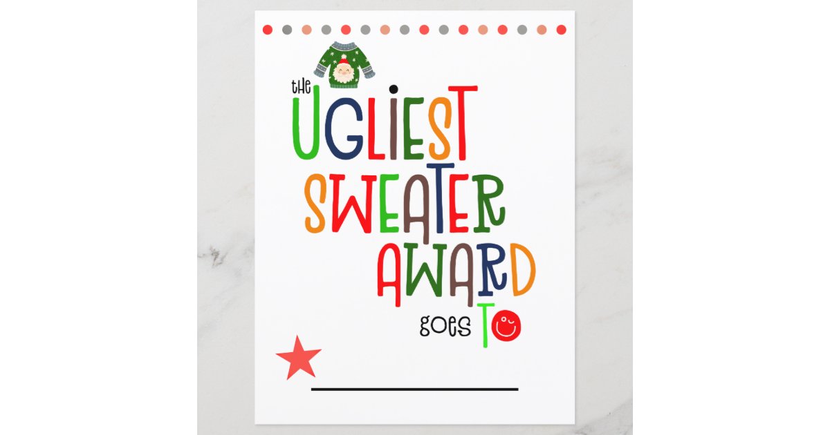Colorful Ugliest Sweater Winner Award Certificate Zazzle Colorful Ugliest Sweater Winner Award Certificate Zazzle