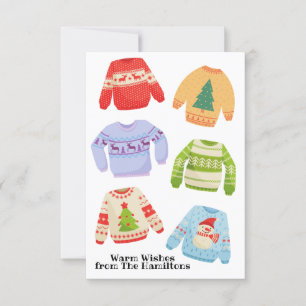Colorful Ugly Sweater Non-Photo Christmas Card 