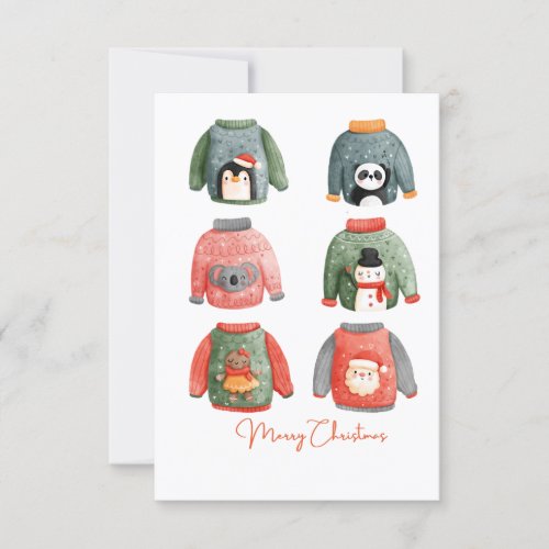 Colorful Ugly Sweater Non_Photo Christmas Card 