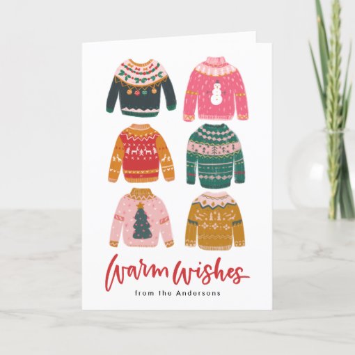 Colorful Ugly Sweater Non-Photo Holiday Card | Zazzle