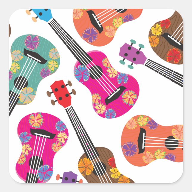 Colorful Ukeleles Square Sticker (Front)