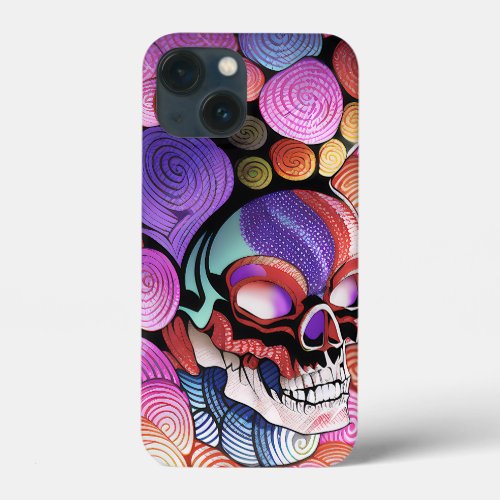 Colorful Ukiyoe Skull iPhone 13 Mini Case