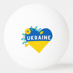 Colorful Ukraine Flag Flower Heart  Ping Pong Ball