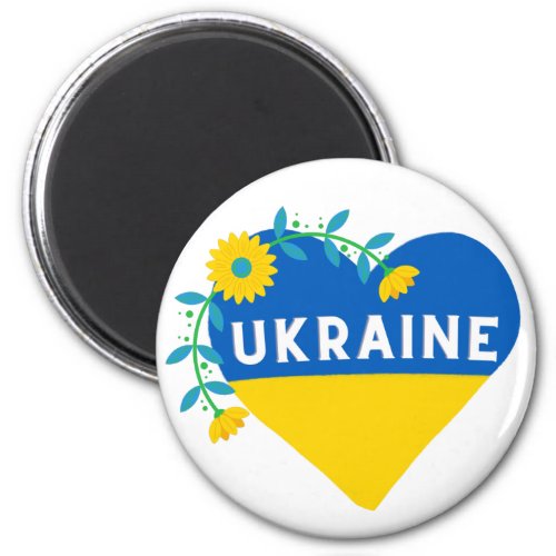 Colorful Ukraine Flower Heart Magnet